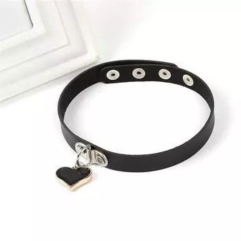 Ошейник из рок-панка с принтом сердца из искусственной кожи для женщин 1.5*40cm