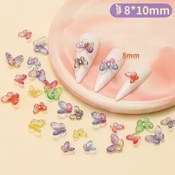 Rock Sugar Nail Art Jewelry Butterfly Three-Dimensional Nail Art Decoration Ice Through Color Butterfly Diy Resin Trinket Mixed