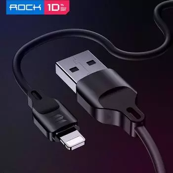 ROCK USB-кабель для передачи данных для iPhone 12 11 Xs Max, зарядный кабель для iPhone 11 Pro X 8 6 6s SE, USB-кабель для зарядки 1M чёрный
