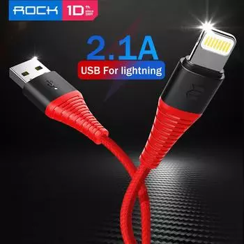 ROCK USB-кабель для передачи данных для iPhone 11 Xs Max, зарядный кабель для iPhone X 8, 6, 6s, 2.1A, USB-шнур для зарядки 1.2M красный