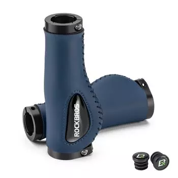 ROCKBROS Bicycle Ergonomic Handlebar Grips with Shock Silicone Cushion Double Compatible with Cross Bike Cycle Grips Grips, Absorption, синий