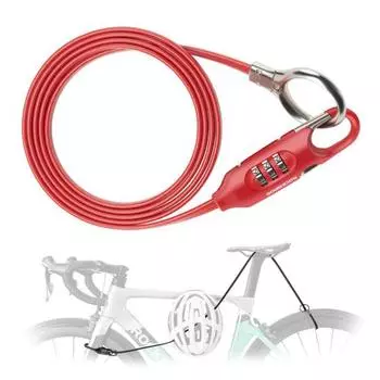 ROCKBROS Bicycle Key Wire Lock, 3 Digit Dial Type, No Key Required, Anti-Theft Bicycle Lock, Length 150cm, Earth Lock, Password Change, Lightweight, C