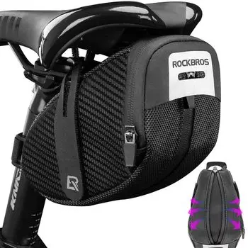 ROCKBROS Bicycle Saddle Road Bike Bag with Expandable Adjustable Easy to Reflective Small Item Storage Bag, Capacity, Design, Waterproof, Compact,