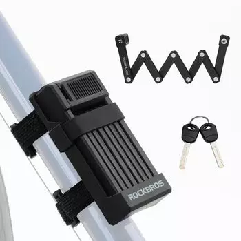 ROCKBROS Blade велосипедный ключ складная цепь велосипеда легко 2 кронштейн для крепления велосипед черный замок, ключ, тип, замок, замок, прочный, 65 см, противоугонный, компактный, чёрный