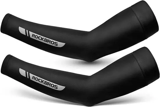 ROCKBROS Cooling Arm UV Sun for and Both Black Men s Sleeves, Non-Slip, Protection, Sweat-Wicking, Quick-Drying, Protection, Cycling, Fishing, Sports,