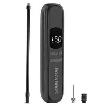 ROCKBROS Electric Bicycle 2600mAh Compatible with and British Easy to and Portable for Cross and Cars Pump, Rechargeable, Type-C, American, Presta,