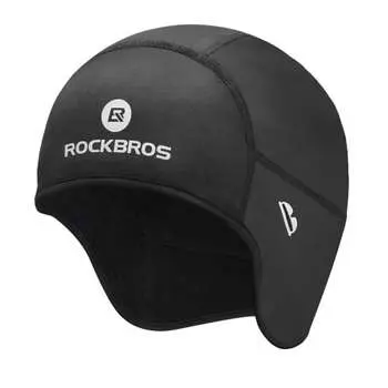 ROCKBROS Inner Cap, Winter Cycle Cap, Cold Protection, Fleece Lining, Earmuffs, Glasses Hole, Helmet Inner Cap, Walking, Skiing, Bike, Running, Bicycl
