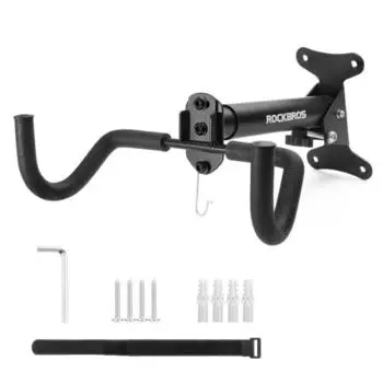 ROCKBROS Настенная вешалка для велосипеда, регулируемый угол, выдвижная длина, экономия места, грузоподъемность 30 кг, стойка для велосипеда, изготовлена из углеродистой стали