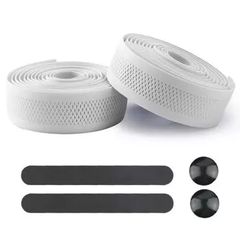 ROCKBROS Road Bike EVA Bar Grip Handlebar with End Set of 1 Mesh Tape, Tape, Tape, Non-Slip, Caps, (White, Design)