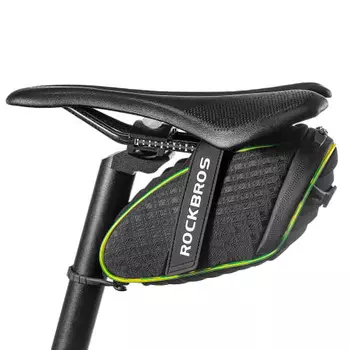 ROCKBROS Saddle Bag, Bicycle Bag, Glowing Saddle Bag, Approximately 1L, Large Capacity, 3D Shell, Easy to Install, Waterproof Cover Included, Stylish,