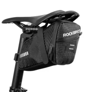 ROCKBROS Saddle Bag, Bicycle Bag, Road Bike, Frame Bag, Large Capacity, 1.5L, Includes Reflective Material, Taillight Attachable, Strap Type, Waterpro