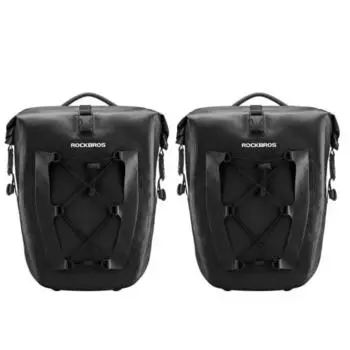 ROCKBROS Сумка для велосипеда, боковая сумка, задняя сумка, водонепроницаемая, большая вместимость, светоотражающая, простая в установке, туристическая сумка, для поездок на работу, для кемпинга, для велосипеда