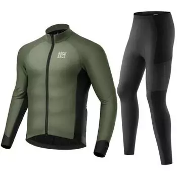 ROCKBROS Веломайка, длинный рукав, осенне-зимняя велоодежда, комплект верха и низа, флисовая подкладка, ветрозащитная, защита от холода, велоодежда, подходящая