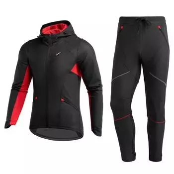 ROCKBROS Веломайка, Осень/Зима, Длинный рукав, Верх и низ, Велосипедные штаны, Велосипедная одежда, Ветрозащитная, Защита от холода, Водоотталкивающая, Флисовая