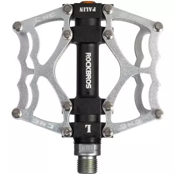 ROCKBROS Велосипедные Кросс Алюминиевые с Педалями, Велосипед/МТБ, Сплав, Легкие, Нескользящие, Подшипники, 9/16 (Серебряный) [Использовал]