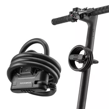 ROCKBROS Велосипедный кодовый замок Комбинация 11мм трос Без ключа Пароль Легкая универсальная посадка для электрического самоката, самоката, шоссейного и электрического велосипеда Черный замок, самокат,