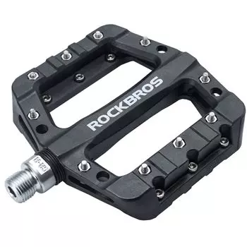 ROCKBROS велосипедные плоские легкие MTB шоссейные нейлоновые большие BMX левые и правые педали, педали, педали, велосипед, волокно, площадь, противоскользящие, 9/16 (черный)
