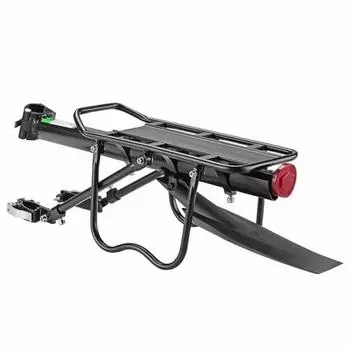 ROCKBROS Задний багажник для велосипеда, багажник для путешествий, модернизированный алюминиевый, максимальная грузоподъемность 50 кг, регулируемый, простая установка (черный)