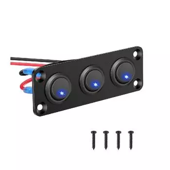 Rocker Toggle Control Button Switch Panel Round with Light ON Off SPST Switch Control Suitable for RV Car Truck Marine