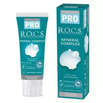Rocks PRO Mineral Complex Укрепляющая зубы минеральная отбеливающая отбеливающая зубная паста 94 г ROCS. [Минеральная комбинация]