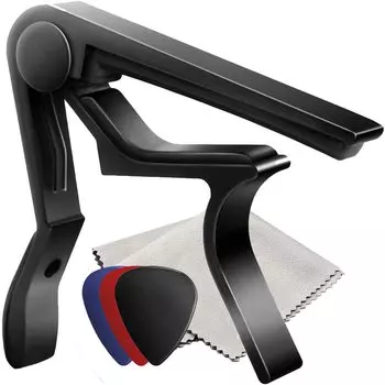RocksoN One Touch Guitar Capo Tast Fiber Cloth Teardrop Type 6 Pieces Folk Electric Classic Acoustic Black (1 кусок)