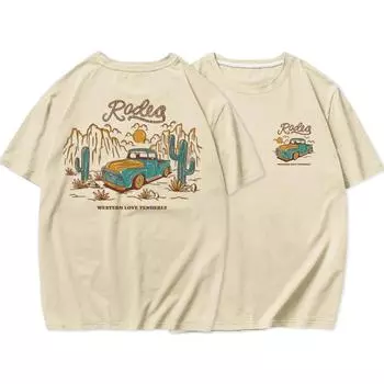 Rodeg Western Love Tenderly Romantic Desert Мужская футболка Модные хлопковые футболки Большие уличные топы S