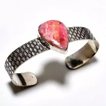 Родохрозит драгоценный камень 925 посеребренный ювелирный браслет ручной работы браслет-манжета