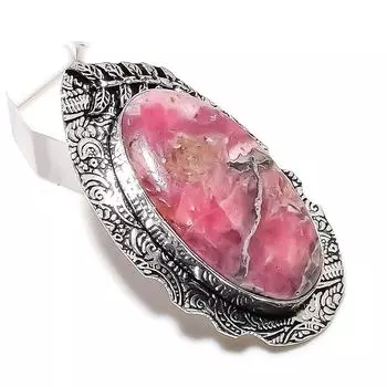 Родохрозит драгоценный камень 925 стерлингового серебра ювелирный подарок кулон 2.21 Q3z33