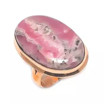 Родохрозит Этнический стиль Медное ювелирное кольцо Размер 7.5 T3D18