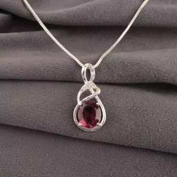 Родолит Драгоценный камень 925 Стерлинговое серебро Ювелирные изделия Подвеска с цирконом 1,22 Подарок для нее CZP-13-8