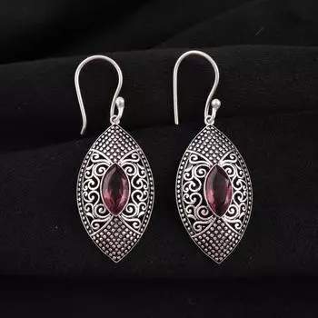 Родолит Драгоценный камень 925 Стерлинговое серебро Ювелирные изделия Серьги-крючки 2,15 Подарок для нее CE-20-7