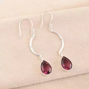 Родолит Драгоценный камень 925 Стерлинговое серебро Ювелирные изделия Ручной работы Подвесные/Висячие серьги 2.60 EE-43-39