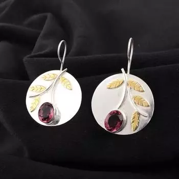 Родолит Драгоценный камень Ювелирные изделия из серебра 925 пробы Серьги ручной работы 1,73 Для подарка EE-176-4