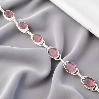 Родолит Драгоценный камень Ювелирные изделия из серебра 925 пробы Браслет ручной работы 8 Подарок для нее RB-10-9