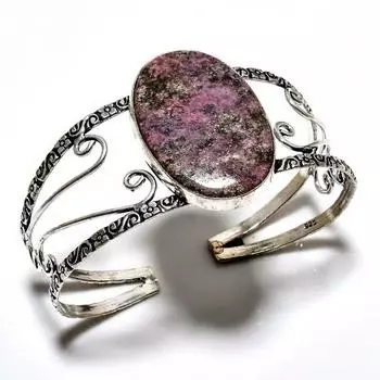 Родонит драгоценный камень 925 посеребренный ювелирный браслет ручной работы браслет-манжета