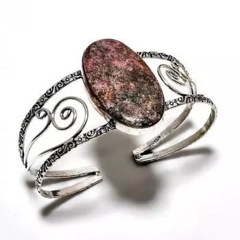 Родонит драгоценный камень 925 посеребренный ювелирный браслет ручной работы браслет-манжета
