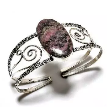 Родонит драгоценный камень 925 посеребренный ювелирный браслет ручной работы браслет-манжета