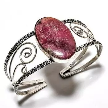 Родонит драгоценный камень 925 посеребренный ювелирный браслет ручной работы браслет-манжета