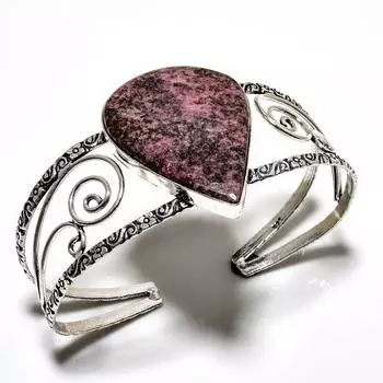 Родонит драгоценный камень 925 посеребренный ювелирный браслет ручной работы браслет-манжета