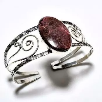 Родонит драгоценный камень 925 посеребренный ювелирный браслет ручной работы браслет-манжета