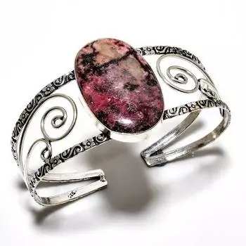 Родонит драгоценный камень 925 посеребренный ювелирный браслет ручной работы браслет-манжета