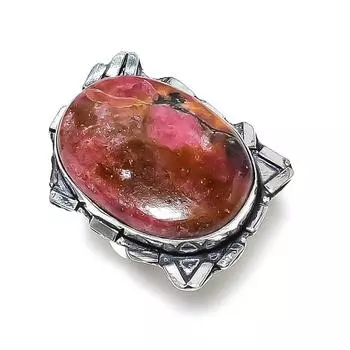 Родонит драгоценный камень ручной работы 925 стерлингового серебра подарочное ювелирное кольцо размер 7 a2c33