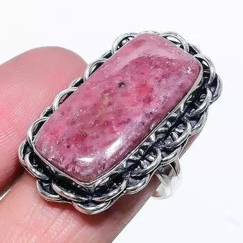 Родонит драгоценный камень ювелирное изделие кольцо из стерлингового серебра 925 пробы размер 8 e1a22