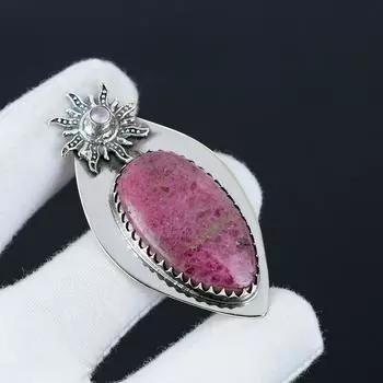 Родонит, розовый халцедон драгоценный камень кулон, натуральный родонит драгоценный камень ручной работы 925 стерлингового серебра кулон для женщин кулон для подарков 6 Cm. розовый