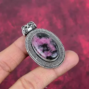 Родонит ювелирные изделия, 925 цельный стерлинговый серебряный кулон ручной работы драгоценный камень ювелирные изделия, подарки для жены абсолютно новый кулон 2.08 Inches розовый