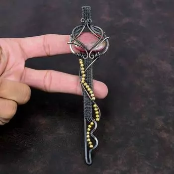 Родонитовый кулон, обернутый медной проволокой, ювелирное изделие, драгоценный камень, подвеска-ключ, обернутая медной проволокой, ручная работа, совершенно новые ювелирные изделия, свадебный подарок