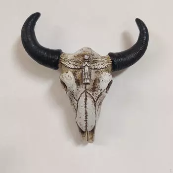 Рога быка Декор Голова животного Статуэтка 3D Смола Фигурка Череп Скульптуры Настенное украшение