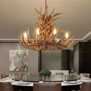 Рога олень 6-головая люстра свеча рог оленя ресторан лампа H стиль для гостиной