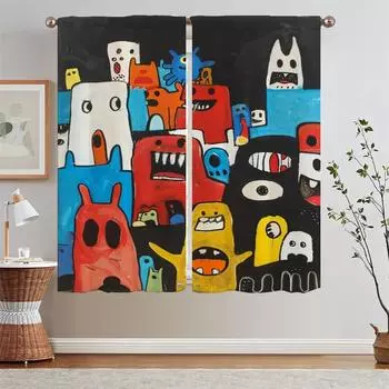 Roger Hargreaves занавеска для спальни занавески 2 шт короткие оконные занавески дома таможенная бесплатная доставка товары разделительные локоны W50xH70cmx2pcs-CL