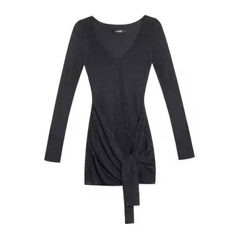 Rogo s Small Curls (Big Sale) Fashion Sexy Knitting Dress Female Stylish Ruched Bodycon Dress Black S